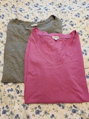 Loanna Set of 2 V-Neck Tees, Plus 3X